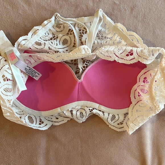 Victoria’s Secret Pink White Lace Halter Push-Up Bra Size XS - Picture 7 of 7